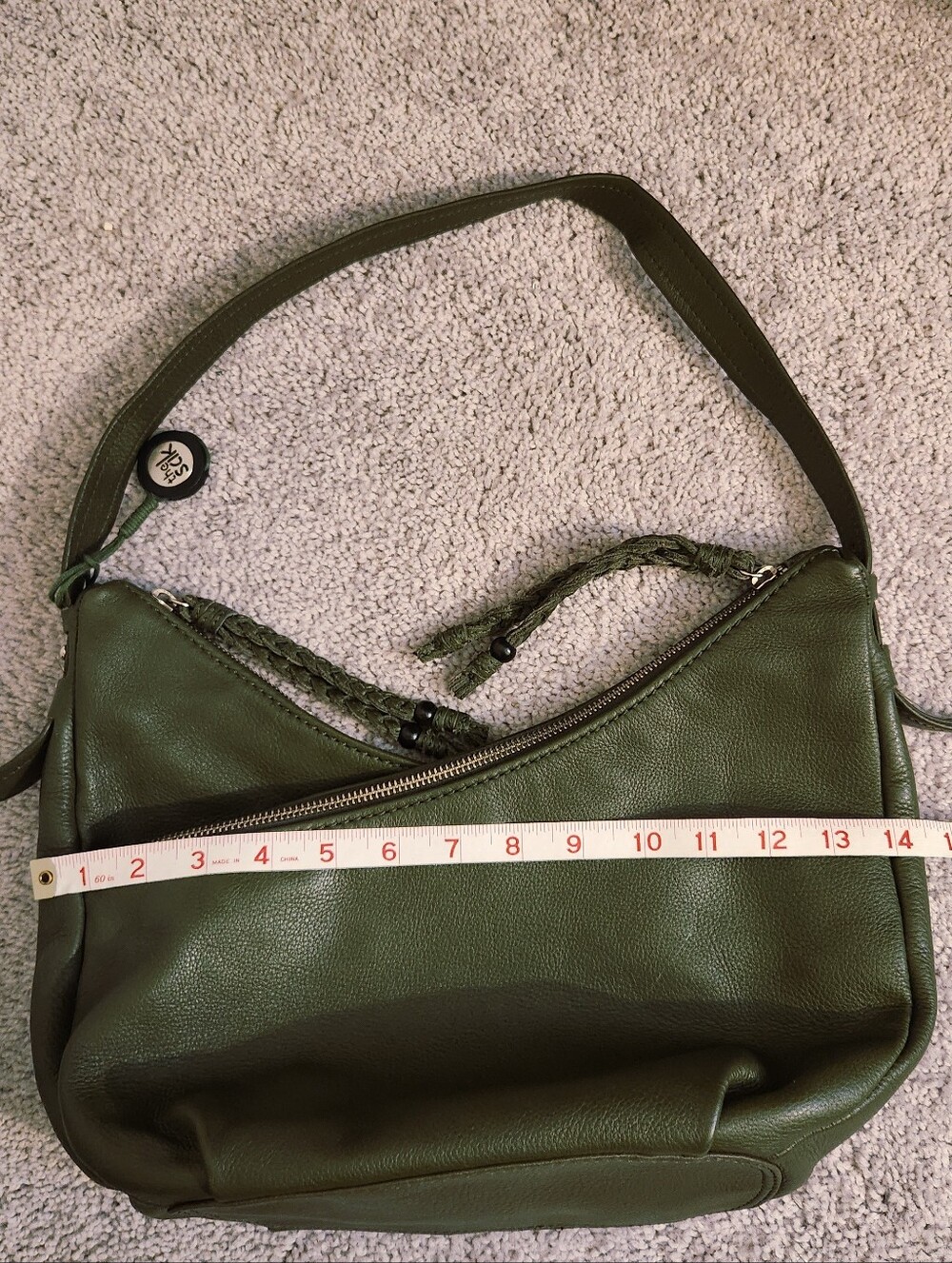 The Sak Olive Green Pebbled Leather Shoulder Bag - Picture 6 of 7